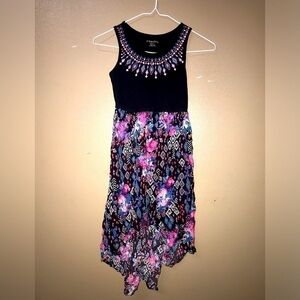 Xhilaration Floral Girl’s Formal Dress Purple Black Size Medium